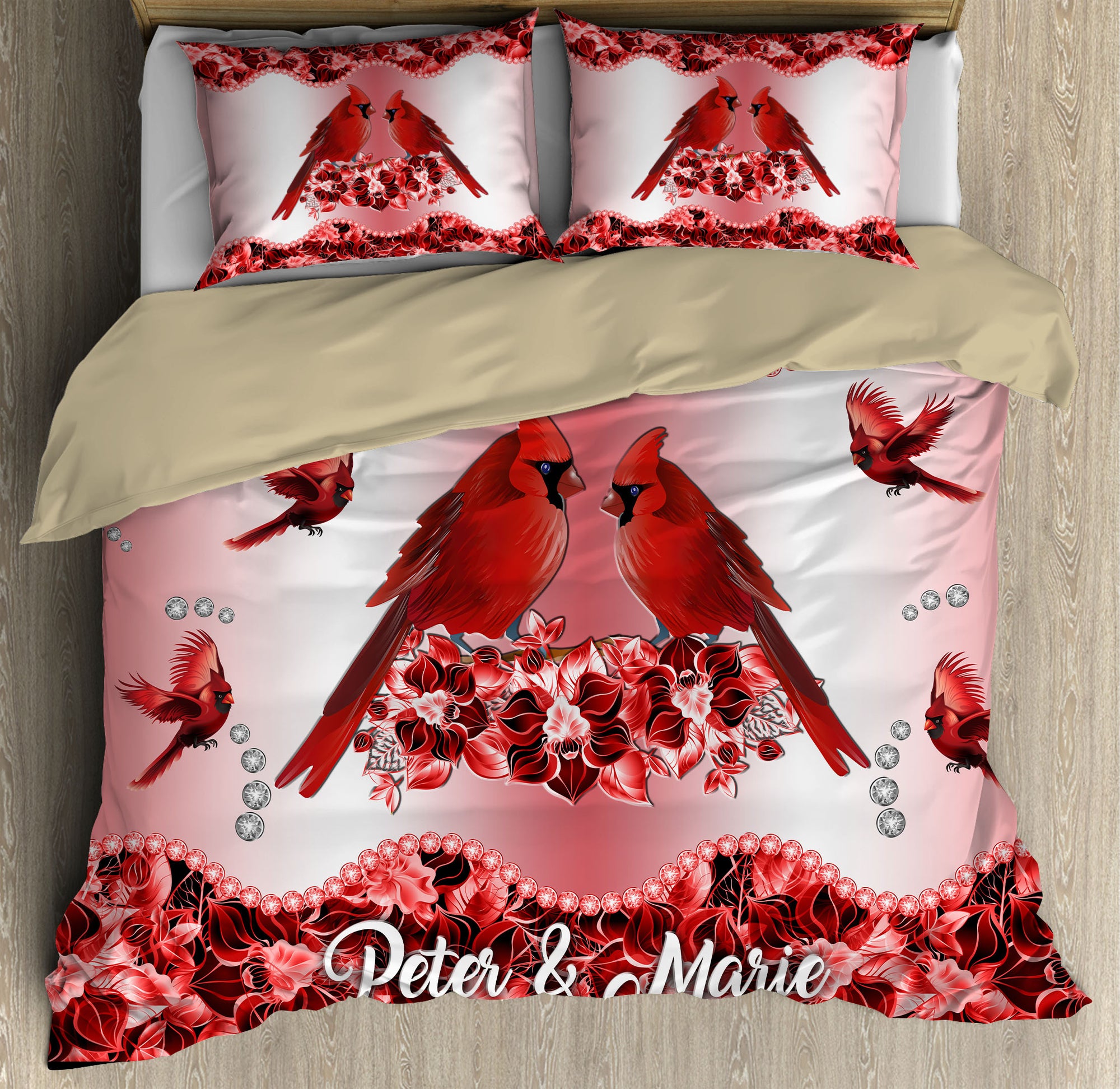 Personalized-Cardinal-Bird-Couple-Flowers-Custom-Bedding-Set-2