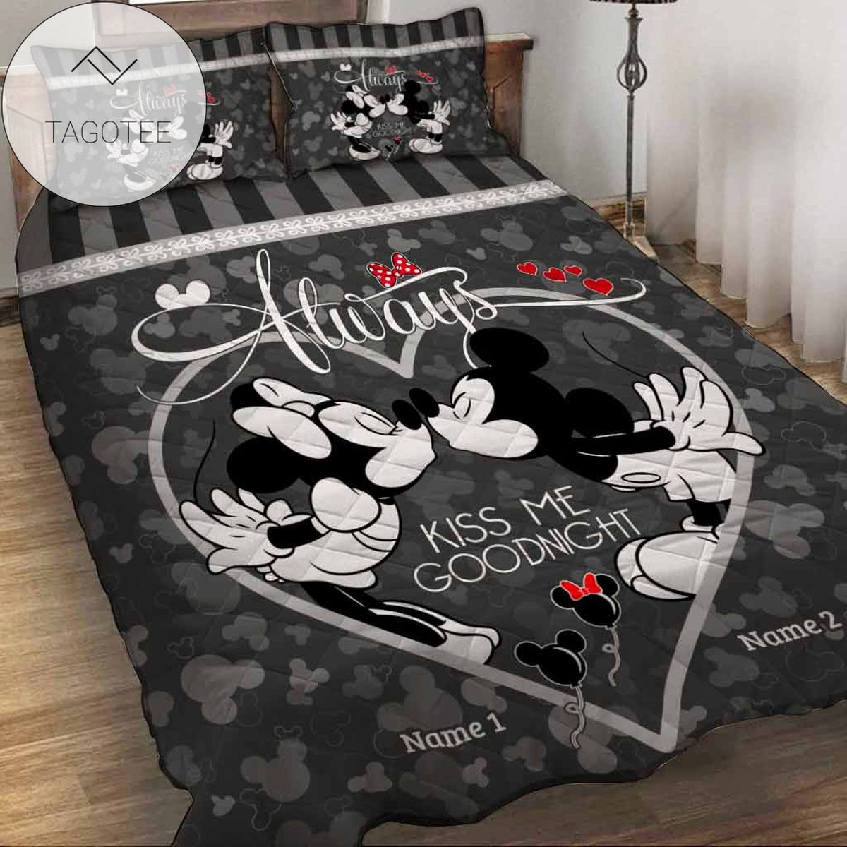 Personalized Couple Mouse Always Kiss Me Goodnight Bedding Set Personalized Couple Mouse Always Kiss Me Goodnight Bedding Set