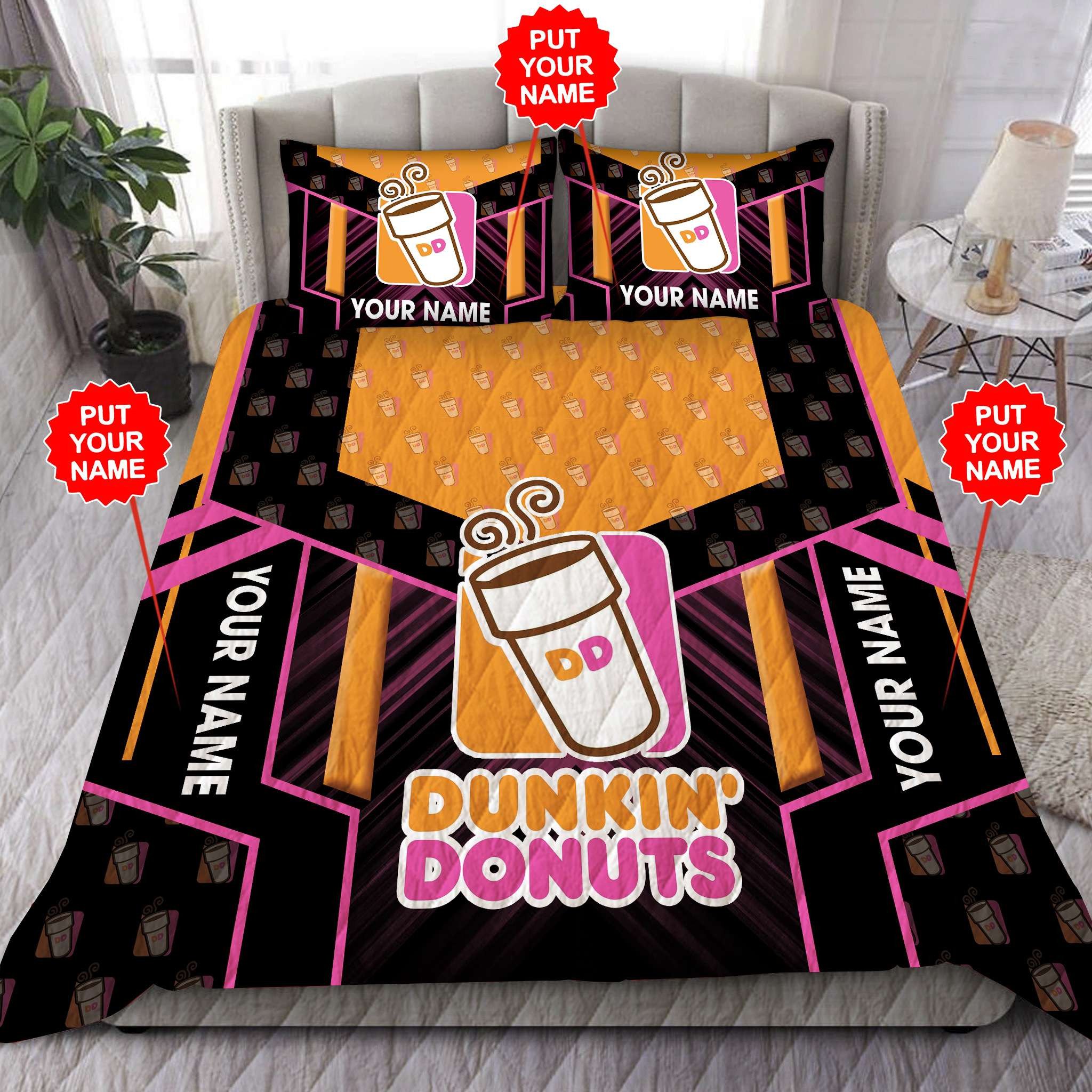 Personalized Dunkin’ Donuts Custom Quilt Bedding Set Personalized Dunkin’ Donuts Custom Quilt Bedding Set