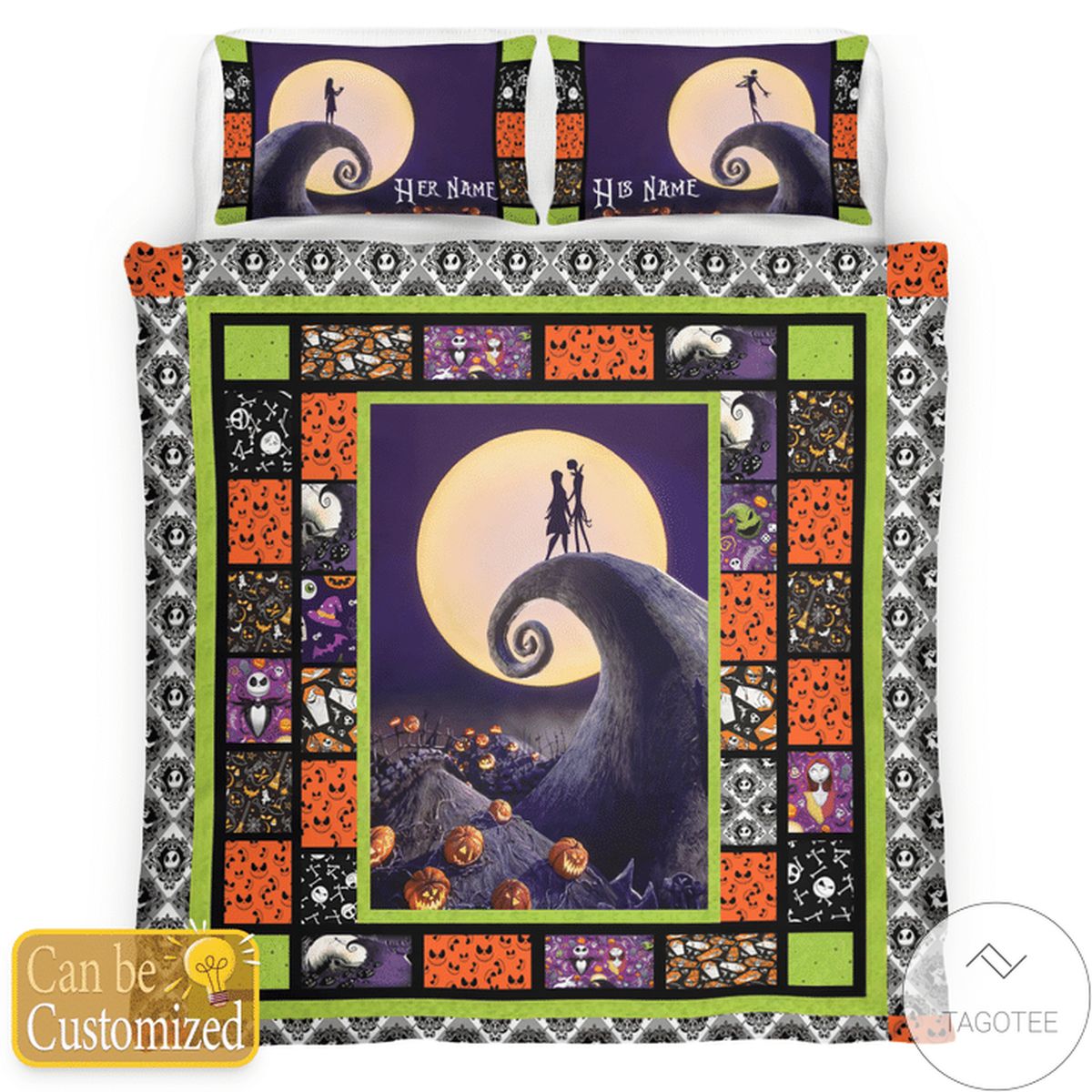 Personalized Jack Skellington Nightmare Couple Bedding Set Personalized Jack Skellington Nightmare Couple Bedding Set