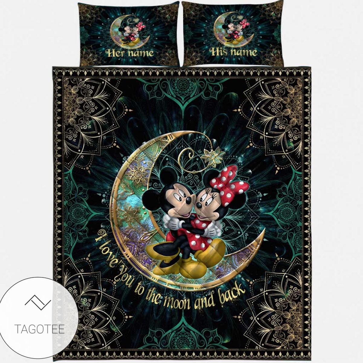 Personalized Mickey Minnie Mouse I Love You To The Moon And Back Quilt Bedding Set Personalized Mickey Minnie Mouse I Love You To The Moon And Back Quilt Bedding Set