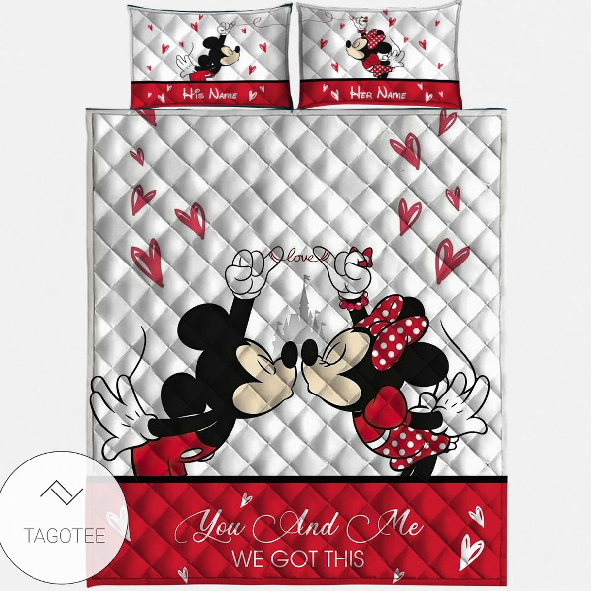 Personalized Mickey Minnie Mouse Magic Couple Quilt Bedding Set Personalized Mickey Minnie Mouse Magic Couple Quilt Bedding Set