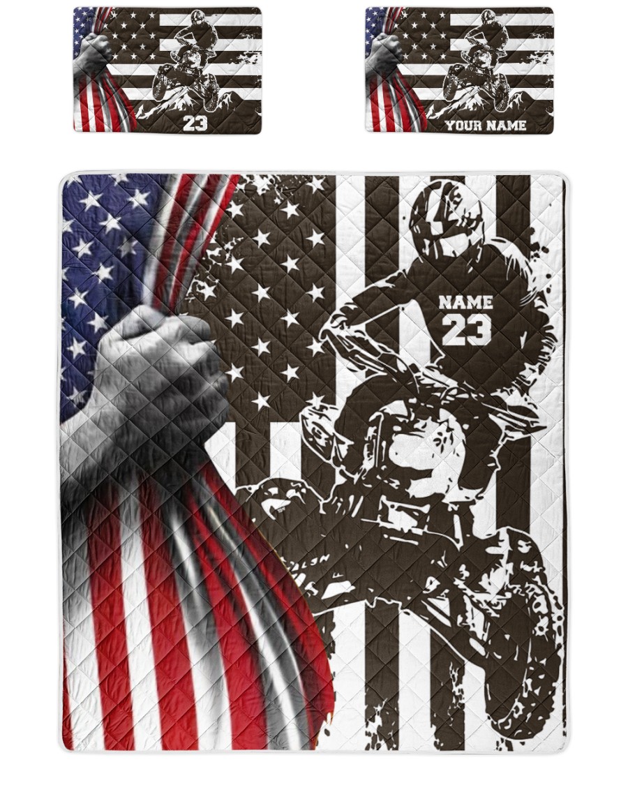 Personalized Motorcycle Biker Custom Quilt Bedding Set Personalized Motorcycle Biker Custom Quilt Bedding Set