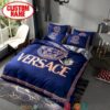 Personalized Versace Gold Border Blue Duvet Cover Bedding Set
