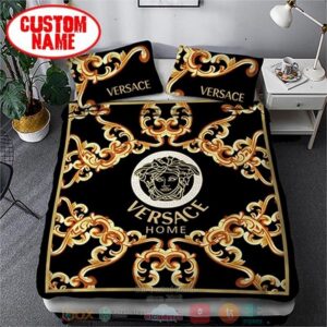 Personalized Versace Home Luxury Brand Custom Black Bedding Set