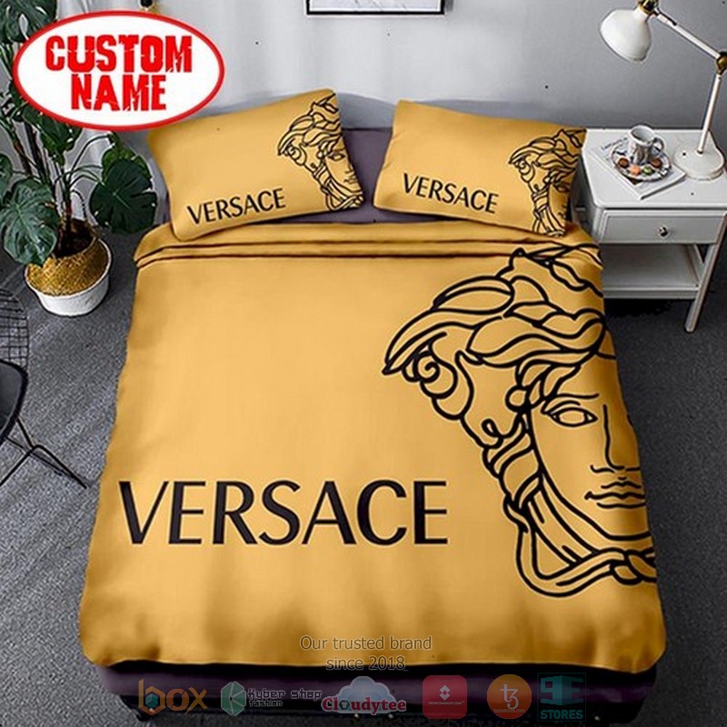 Personalized Versace Luxury Brand Custom Gold Bedding Set Personalized Versace Luxury Brand Custom Gold Bedding Set