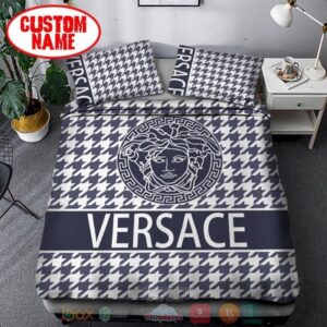 Personalized Versace Luxury Brand Custom Navy Bedding Set