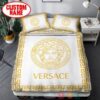 Personalized Versace Luxury Brand Yellow Logo Custom White Bedding Set