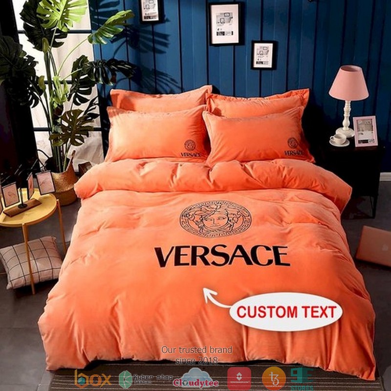 Personalized Versace Orange Duvet Cover Bedding Set Personalized Versace Orange Duvet Cover Bedding Set
