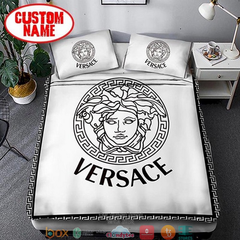 Personalized Versace White Black Border Duvet Cover Bedding Set Personalized Versace White Black Border Duvet Cover Bedding Set