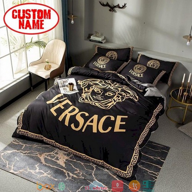 Personalized Versace Yellow Pattern Black Duvet Cover Bedding Set Personalized Versace Yellow Pattern Black Duvet Cover Bedding Set