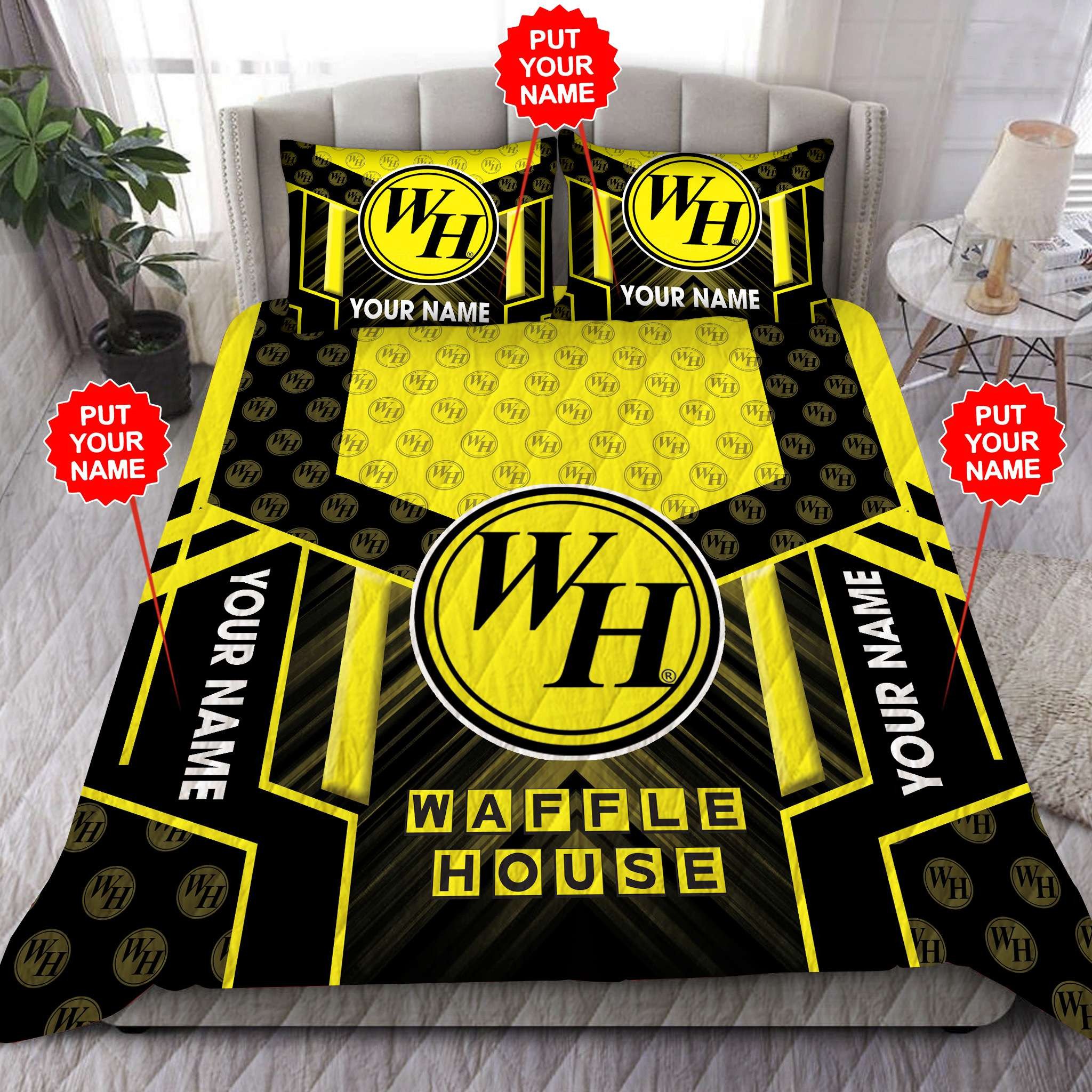 Personalized Waffle House Custom Quilt Bedding Set Personalized Waffle House Custom Quilt Bedding Set