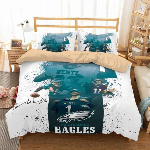 Philadelphia Eagles Carson Wentz Duvet Cover and Pillowcase Set Bedding Set Philadelphia Eagles Carson Wentz Duvet Cover and Pillowcase Set Bedding Set