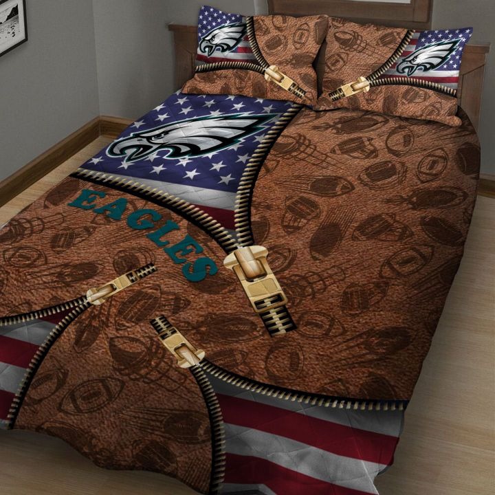 Philadelphia-Eagles-Nfl-American-Flag-Leather-Pattern-Bedding-Set-1