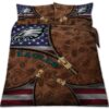 Philadelphia Eagles Nfl American Flag Leather Pattern Bedding Set