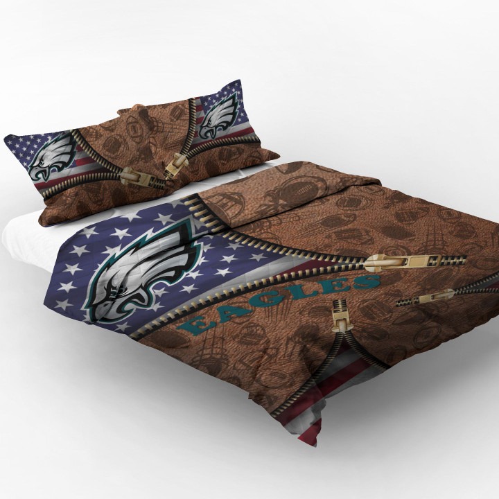 Philadelphia-Eagles-Nfl-American-Flag-Leather-Pattern-Bedding-Set-2