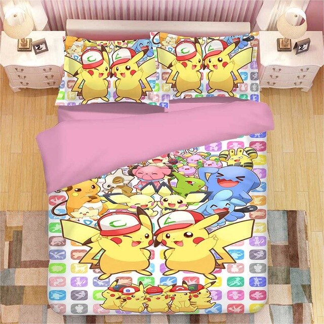 Pikachu Pokemon 2212 Duvet Cover and Pillowcase Set Bedding Set Pikachu Pokemon 2212 Duvet Cover and Pillowcase Set Bedding Set