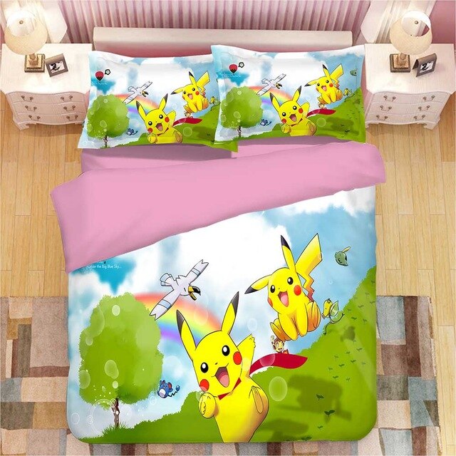 Pikachu Pokemon 2213 Duvet Cover and Pillowcase Set Bedding Set Pikachu Pokemon 2213 Duvet Cover and Pillowcase Set Bedding Set