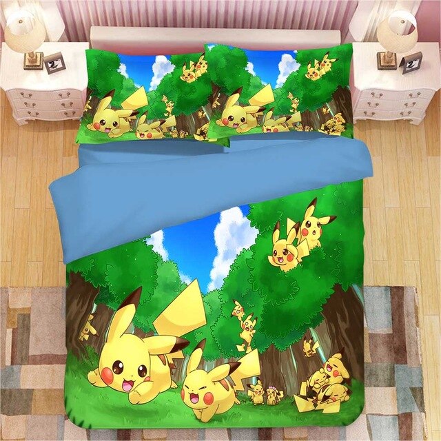 Pikachu Pokemon 2217 Duvet Cover and Pillowcase Set Bedding Set Pikachu Pokemon 2217 Duvet Cover and Pillowcase Set Bedding Set
