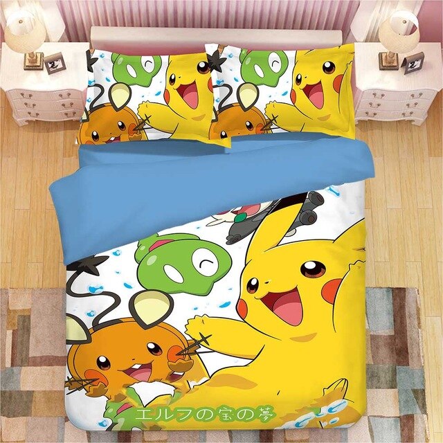Pikachu Pokemon 2218 Duvet Cover and Pillowcase Set Bedding Set Pikachu Pokemon 2218 Duvet Cover and Pillowcase Set Bedding Set