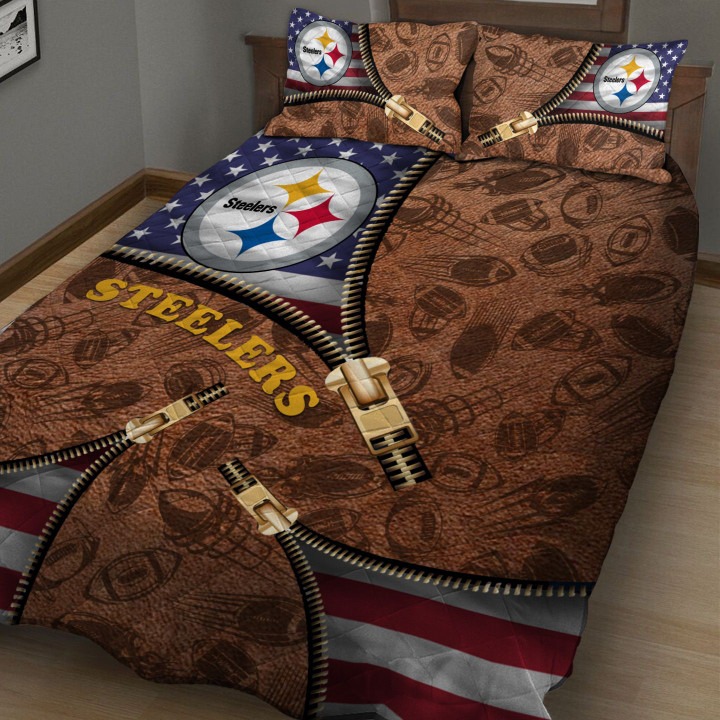 Pittsburgh-Steelers-Nfl-American-Flag-Leather-Pattern-Bedding-Set-1