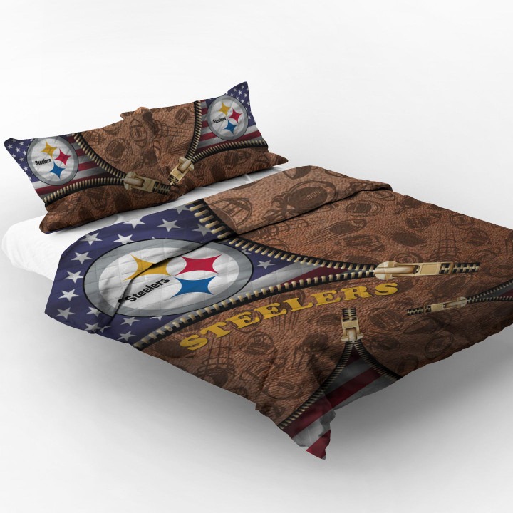 Pittsburgh-Steelers-Nfl-American-Flag-Leather-Pattern-Bedding-Set-2