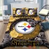 Pittsburgh Steelers Nfl Yellow Grey Rose Bedding Set