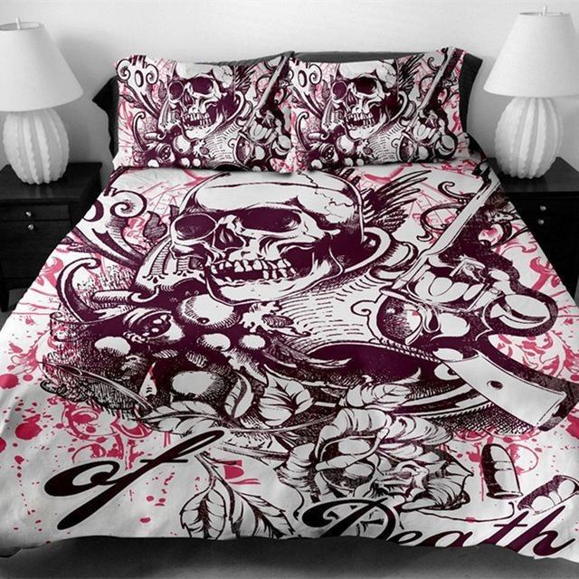 Plum Death Skull Duvet Cover and Pillowcase Set Bedding Set 382 Plum Death Skull Duvet Cover and Pillowcase Set Bedding Set 382