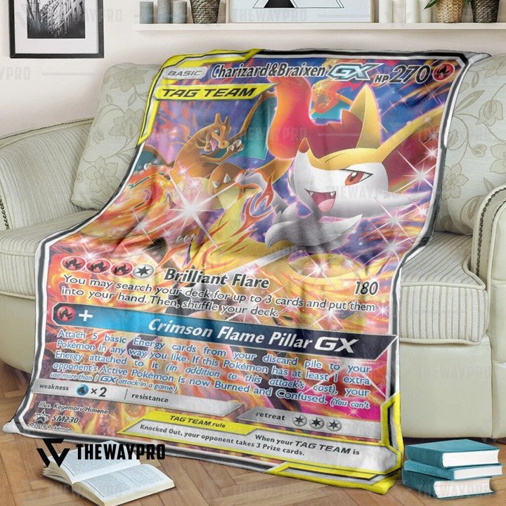 Pokemon-Charizard-And-Braixen-Gx-Bedding-Set-And-Quilt-Blanket-1