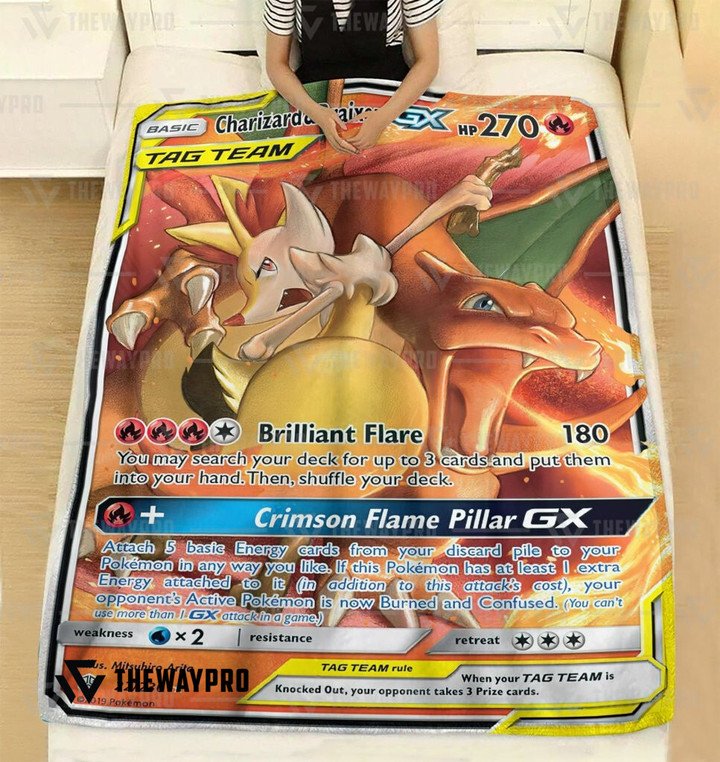 Pokemon-Charizard-Braixen-Gx-Cosmic-Eclipse-Bedding-Set-And-Quilt-Blanket-2