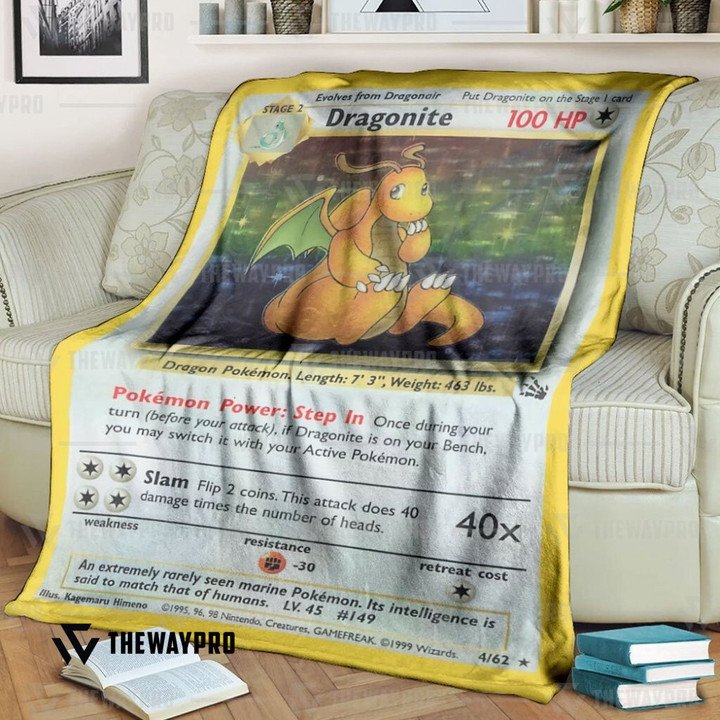 Pokemon-Dragonite-Holo-1St-Edition-Bedding-Set-And-Quilt-Blanket-1