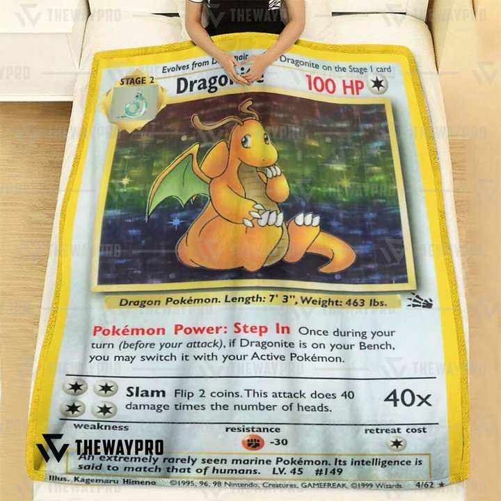 Pokemon-Dragonite-Holo-1St-Edition-Bedding-Set-And-Quilt-Blanket-2