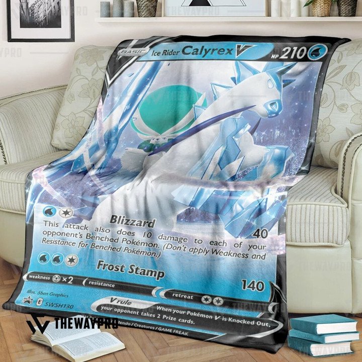 Pokemon-Ice-Rider-Calyrex-V-Bedding-Set-And-Quilt-Blanket-1