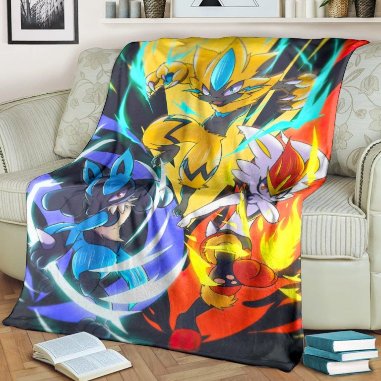 Pokemon-Lightning-Fire-Water-Bedding-Set-And-Quilt-Blanket-1