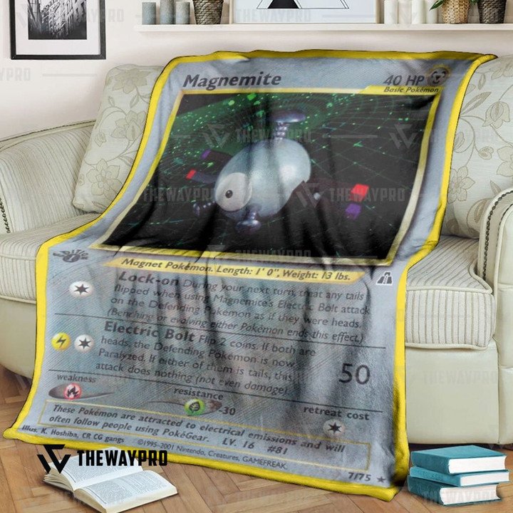 Pokemon-Magnemite-Holo-1St-Edition-Bedding-Set-And-Quilt-Blanket-1
