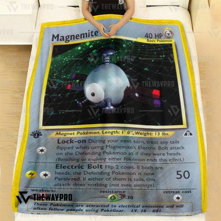 Pokemon-Magnemite-Holo-1St-Edition-Bedding-Set-And-Quilt-Blanket-2