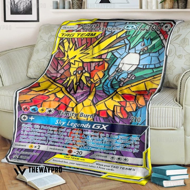 Pokemon-Moltres-Zapdos-Articuno-Gx-Bedding-Set-And-Quilt-Blanket-1