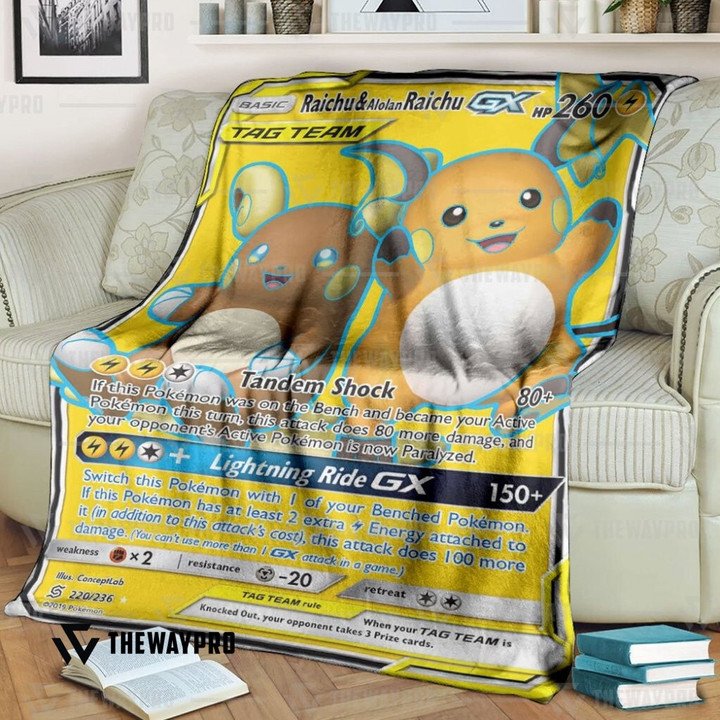 Pokemon-Raichu-With-Alolan-Raichu-Gx-Bedding-Set-And-Quilt-Blanket-1