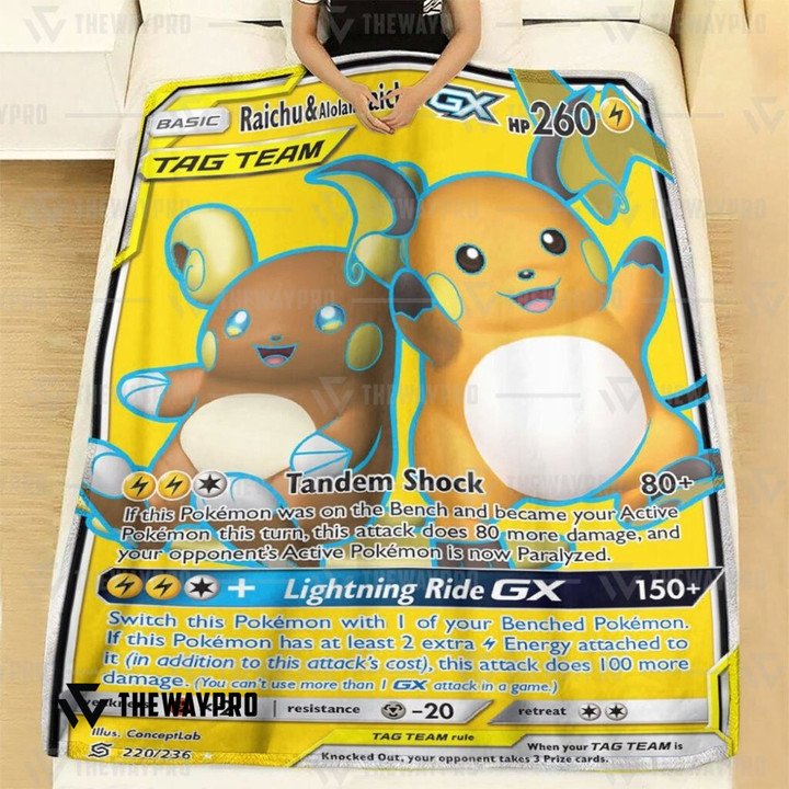 Pokemon-Raichu-With-Alolan-Raichu-Gx-Bedding-Set-And-Quilt-Blanket-2