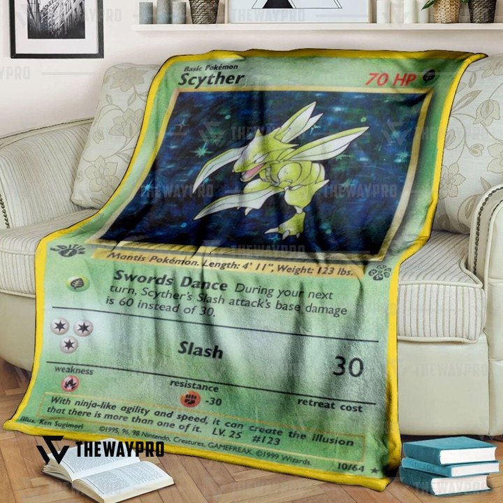 Pokemon-Scyther-Holo-1St-Edition-Bedding-Set-And-Quilt-Blanket-1