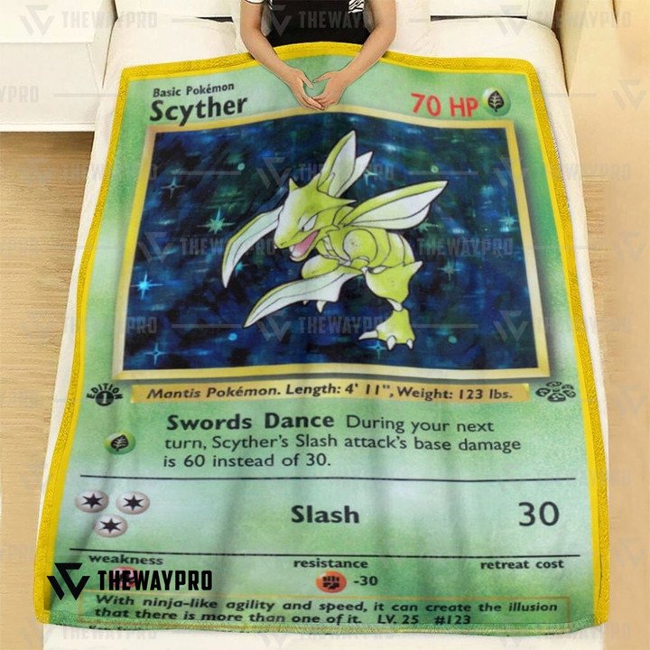 Pokemon-Scyther-Holo-1St-Edition-Bedding-Set-And-Quilt-Blanket-2