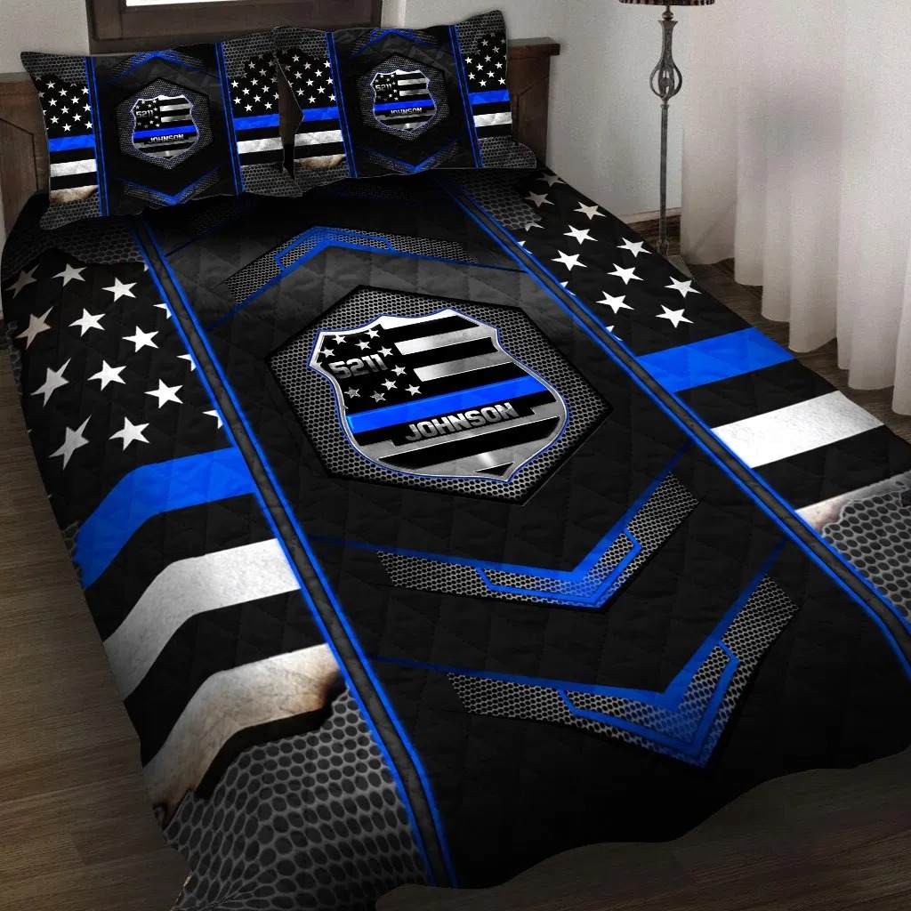 Police Badge Custom Name And Number Bedding Set Police Badge Custom Name And Number Bedding Set