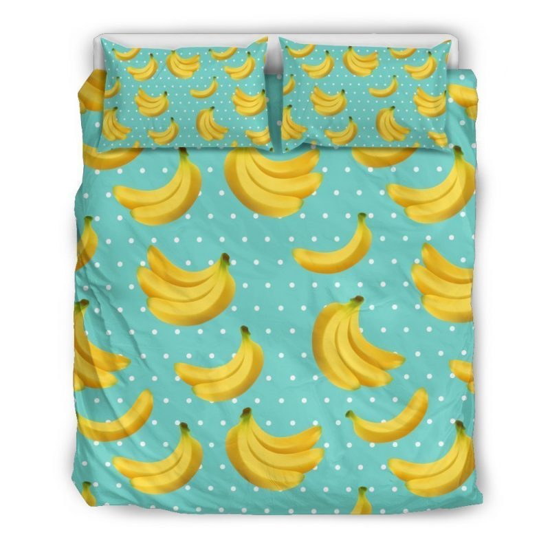 Polka Dot Banana Pattern Print Duvet Cover and Pillowcase Set Bedding Set Polka Dot Banana Pattern Print Duvet Cover and Pillowcase Set Bedding Set