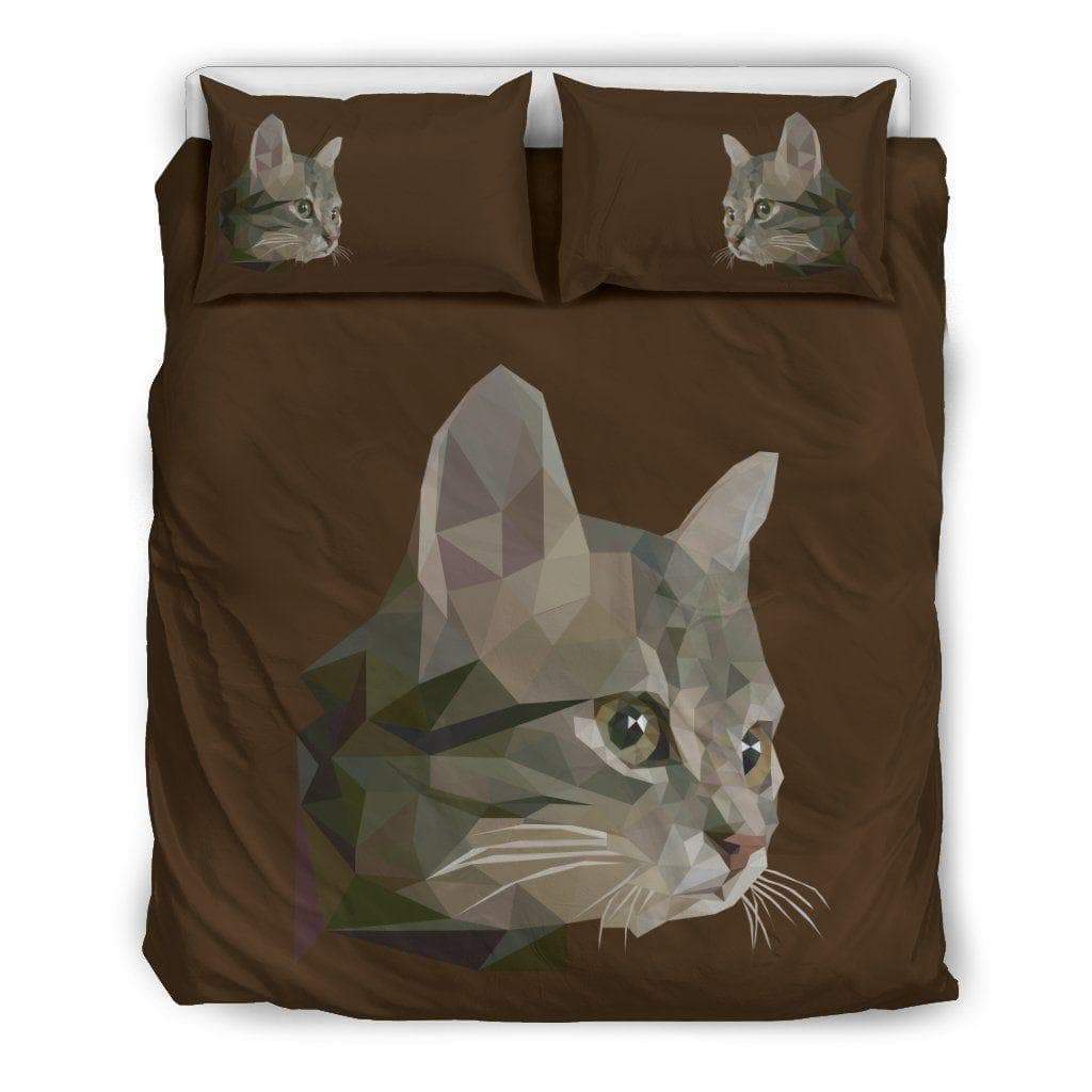 Polygonal Brown Cat Duvet Cover and Pillowcase Set Bedding Set Polygonal Brown Cat Duvet Cover and Pillowcase Set Bedding Set