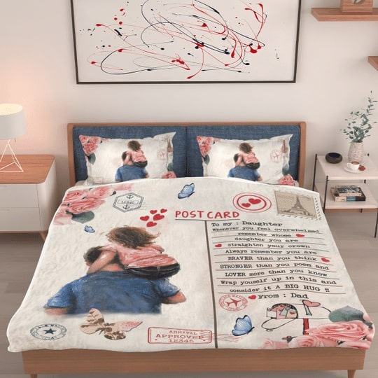 Post Card To My Daughter Whenever You Feel Overwhelmed Bedding Set Post Card To My Daughter Whenever You Feel Overwhelmed Bedding Set