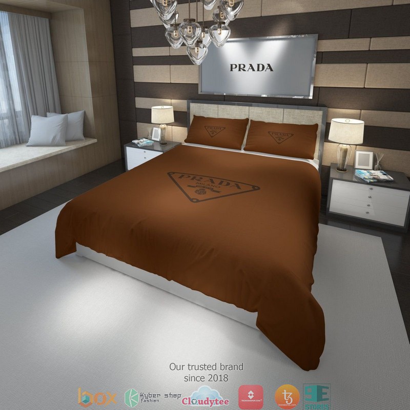Prada Milano Triangle Pattern Brown Duvet Cover Bedding Set Prada Milano Triangle Pattern Brown Duvet Cover Bedding Set