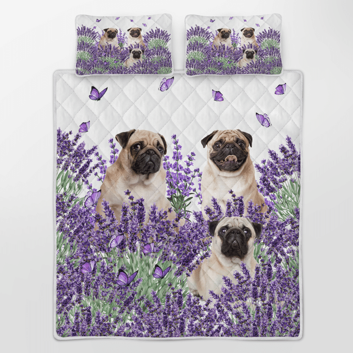 Pug Lavender Quilt Bedding Set Pug Lavender Quilt Bedding Set