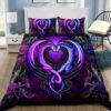 Purple And Blue Dragon Rose All Over Print Bedding Set