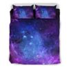 Purple Galaxy Space Blue Starfield Print Duvet Cover and Pillowcase Set Bedding Set