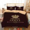 Queen Gucci Red Green Stripe Quilt Bedding Set